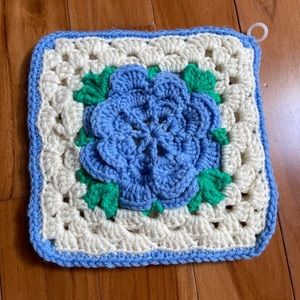 Vintage Crocheted knit Pot Holder Hot Pad Trivet 3D granny cottage handmade